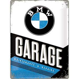 Skylt "BMW GARAGE" - plåt - 30x40 cm